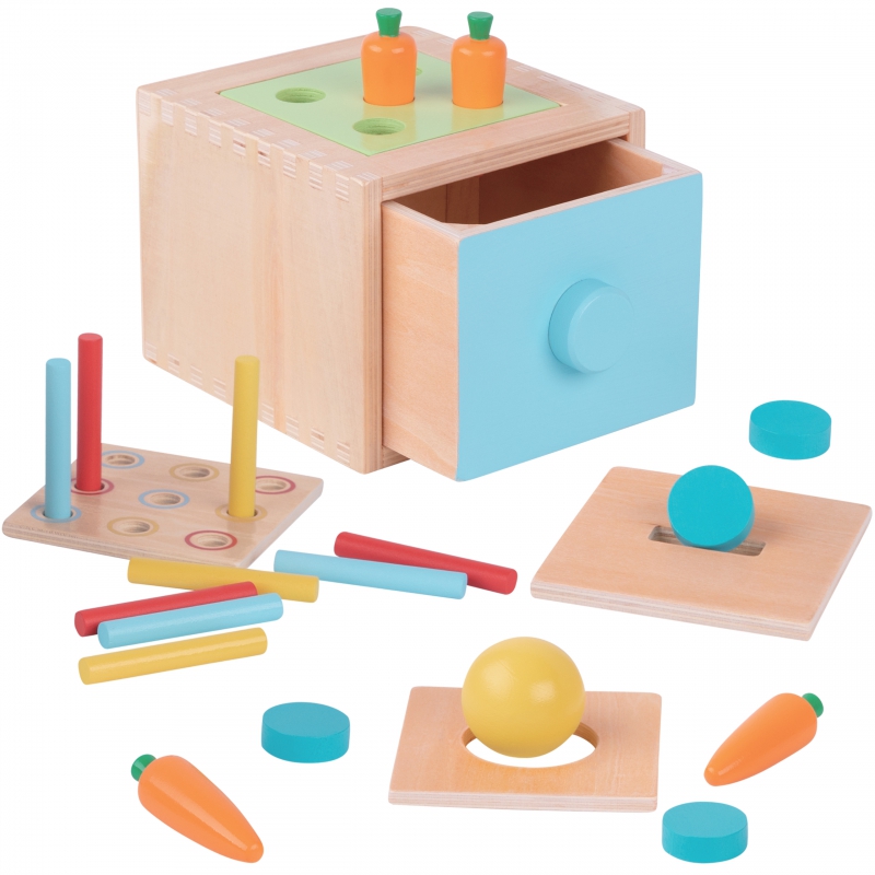 WOOPIE GREEN Drewniana Szuflada Edukacyjna 4w1 Sorter Montessori Gra w Marchewki FSC - obrazek 6