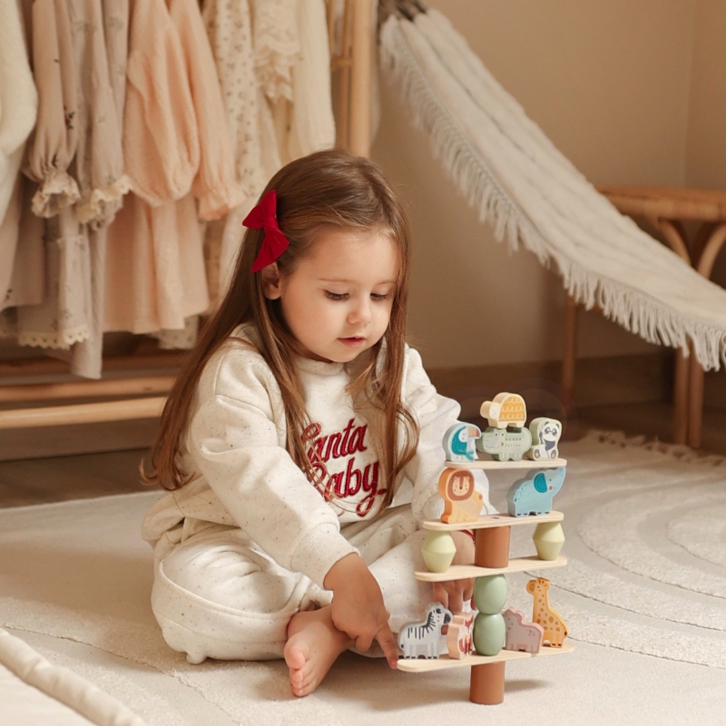 WOOPIE GREEN Balansujące Drewniane Zwierzęta Układanka w Stosy FSC - obrazek 2