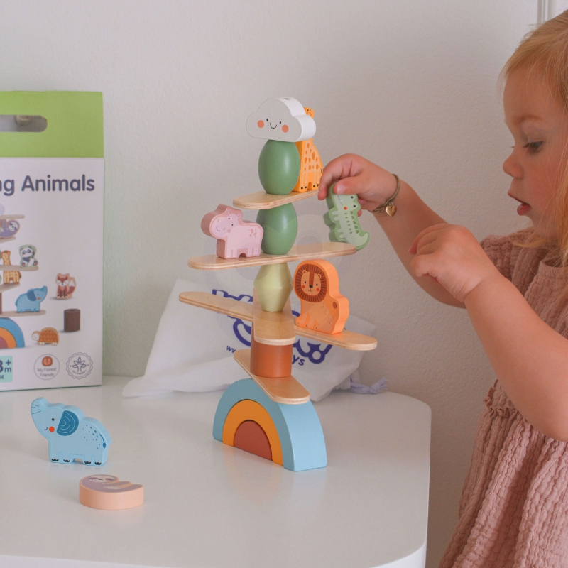 WOOPIE GREEN Balansujące Drewniane Zwierzęta Układanka w Stosy FSC - obrazek 6
