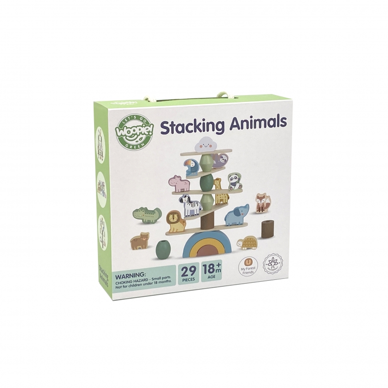 WOOPIE GREEN Balansujące Drewniane Zwierzęta Układanka w Stosy FSC - obrazek 15