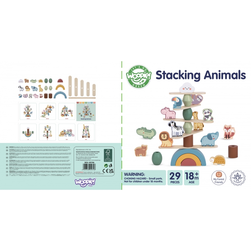 WOOPIE GREEN Balansujące Drewniane Zwierzęta Układanka w Stosy FSC - obrazek 16