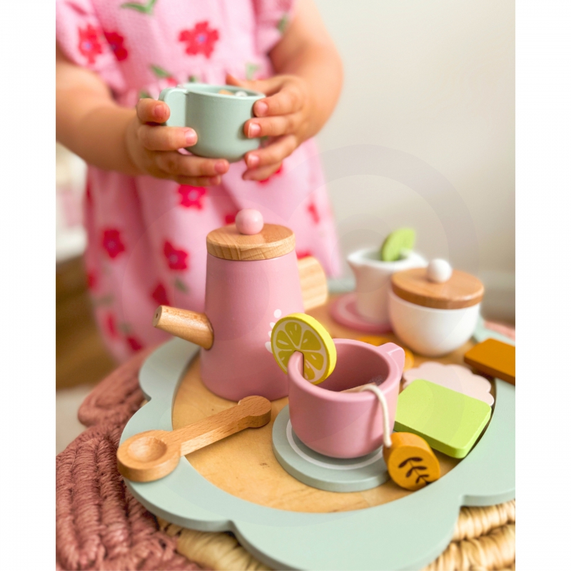 TOOKY TOY Popołudniowa Herbatka Drewniany Zestaw Serwis - obrazek 5