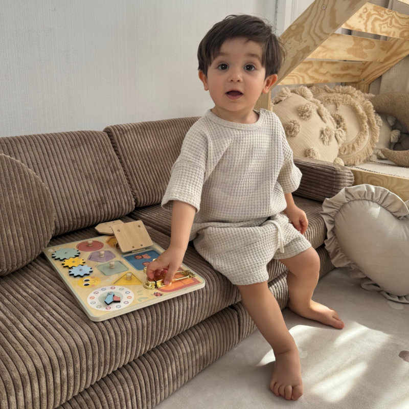 TOOKY TOY Tablica Manipulacyjna Zamki Zębatki Sorter Zegar - obrazek 4