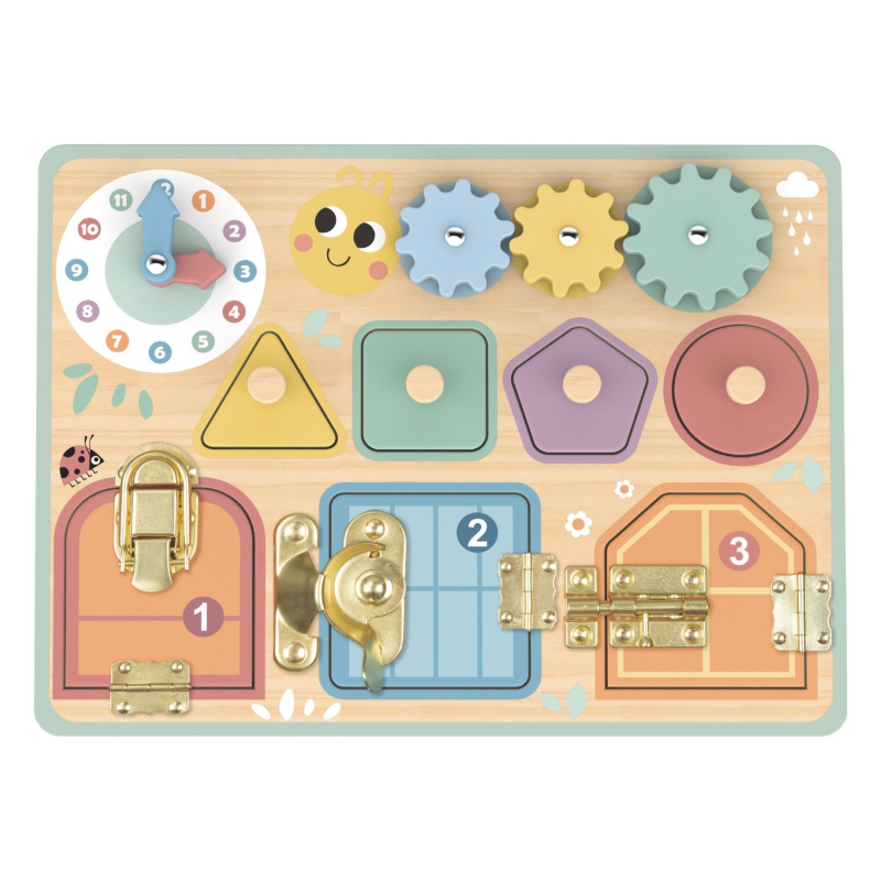 TOOKY TOY Tablica Manipulacyjna Zamki Zębatki Sorter Zegar - obrazek 7
