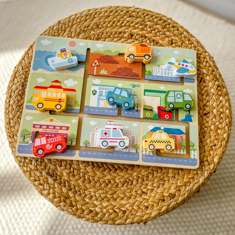 TOOKY TOY Labirynt Drewniany Pojazdy Układanka - obrazek 2