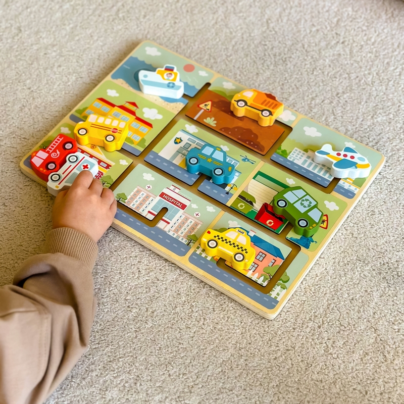 TOOKY TOY Labirynt Drewniany Pojazdy Układanka - obrazek 5