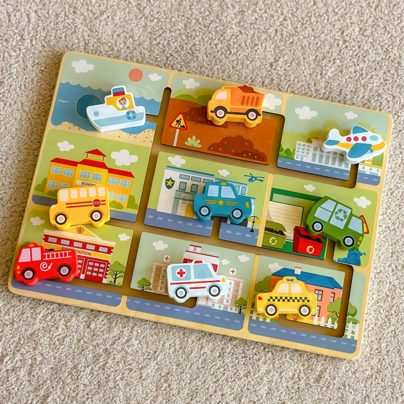 TOOKY TOY Labirynt Drewniany Pojazdy Układanka - obrazek 7