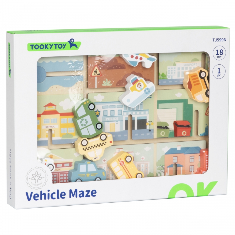 TOOKY TOY Labirynt Drewniany Pojazdy Układanka - obrazek 8