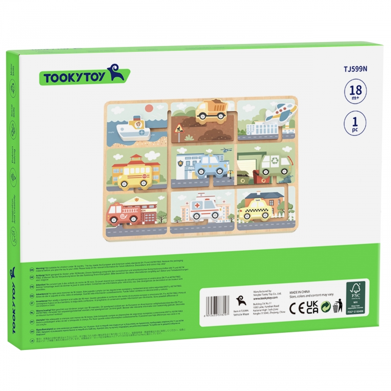 TOOKY TOY Labirynt Drewniany Pojazdy Układanka - obrazek 9