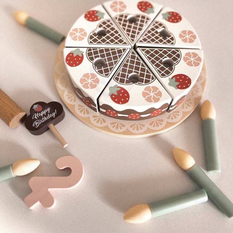 TOOKY TOY Drewniany Tort Urodzinowy ze Świeczkami Rzepy - obrazek 4