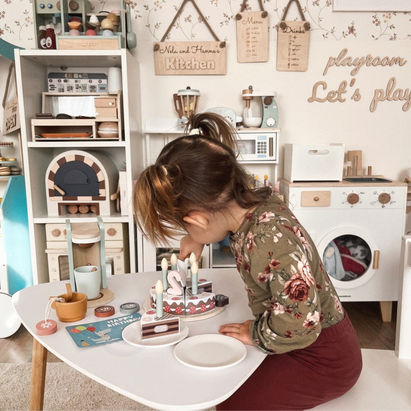 TOOKY TOY Drewniany Tort Urodzinowy ze Świeczkami Rzepy - obrazek 5