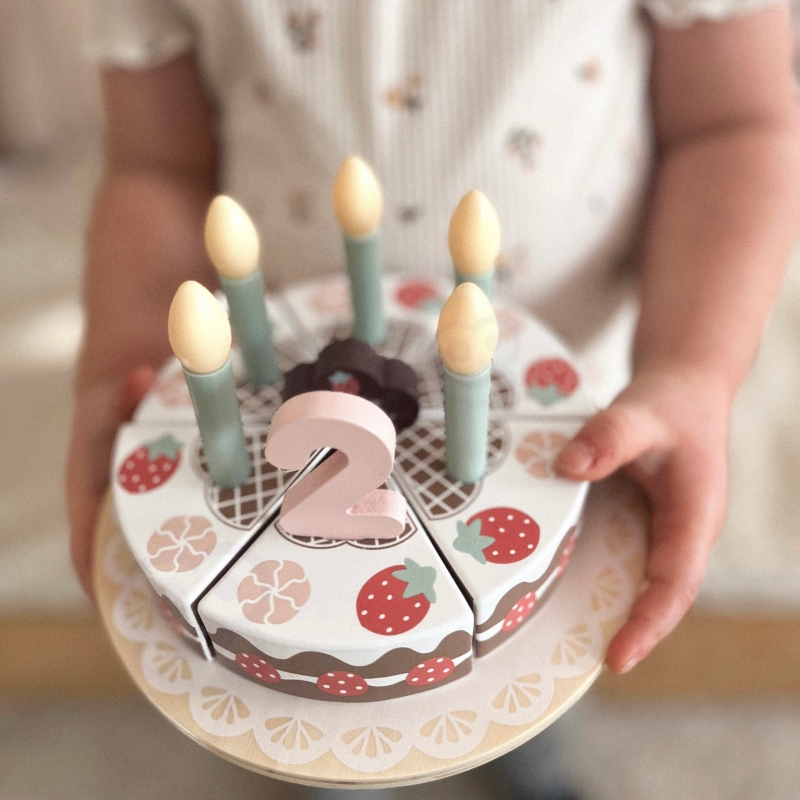 TOOKY TOY Drewniany Tort Urodzinowy ze Świeczkami Rzepy - obrazek 7