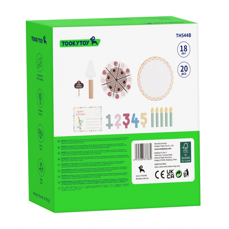 TOOKY TOY Drewniany Tort Urodzinowy ze Świeczkami Rzepy - obrazek 13