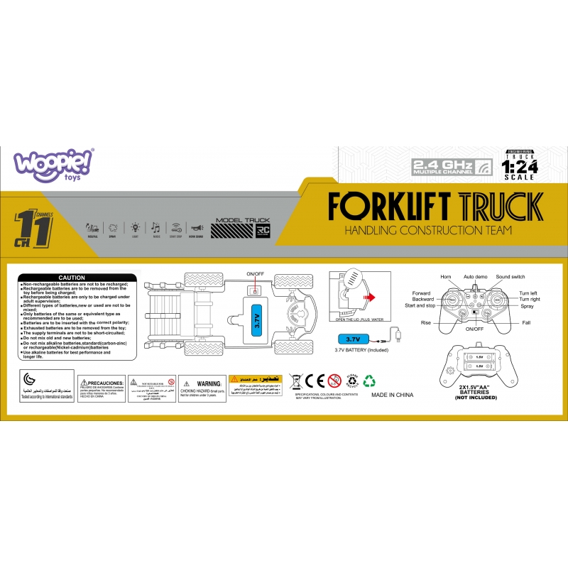 WOOPIE Zdalnie Sterowany Wózek Widłowy 2w1 Dźwig RC - Skala 1:24 - obrazek 14