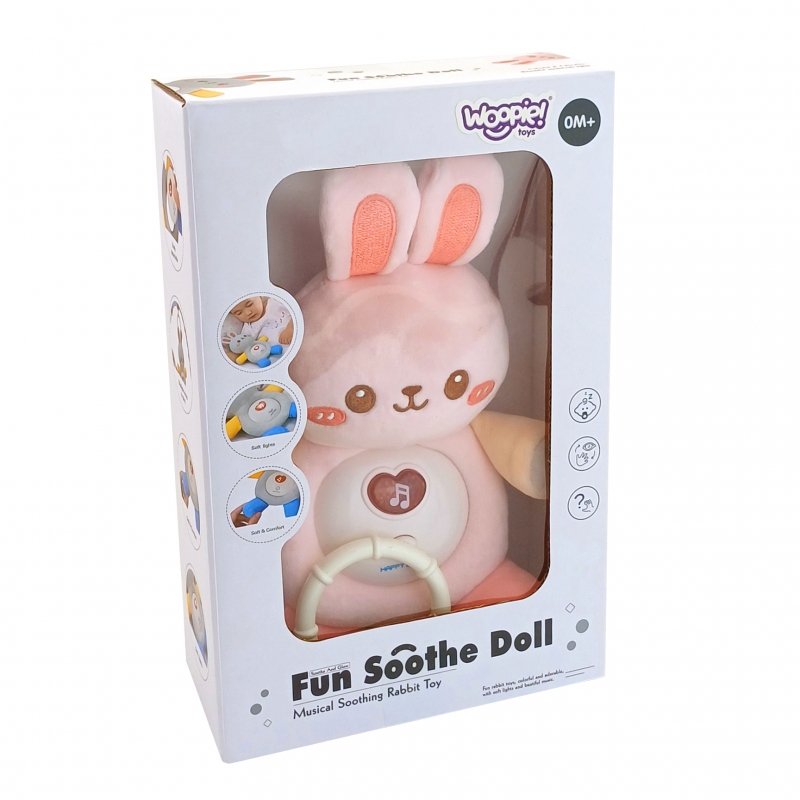 WOOPIE BABY Interaktywny Pluszak Przytulanka dla Niemowląt Światło Dźwięk Króliczek Usypiacz Różowy - obrazek 6