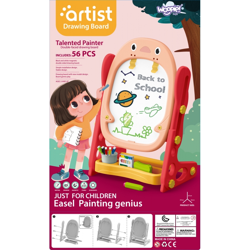 WOOPIE Dwustronna Tablica Magnetyczna do Rysowania i Nauki Liczb oraz Liter 56 el. - obrazek 5