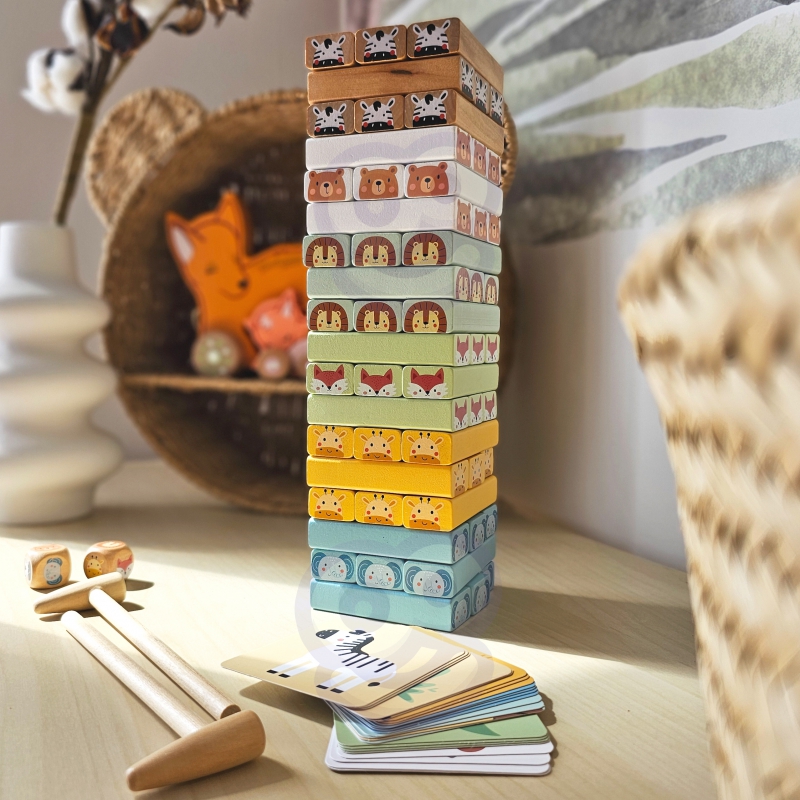 TOOKY TOY Gra Zręcznościowa "Chwiejąca się Wieża" Zwierzęta 82 el. - obrazek 3