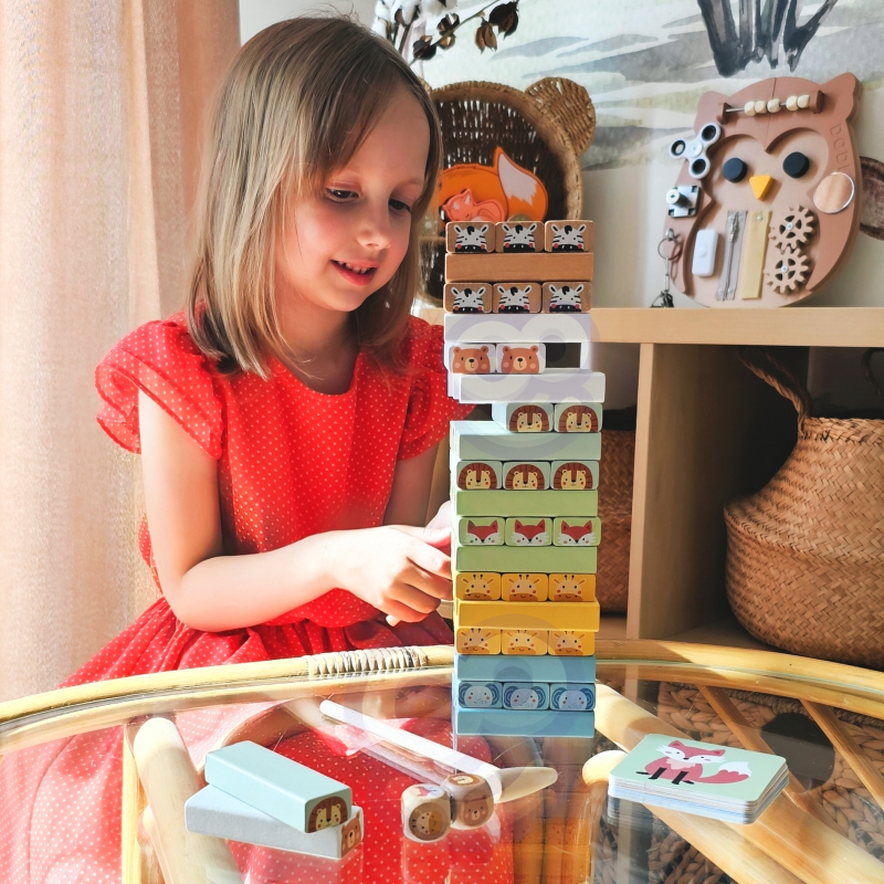 TOOKY TOY Gra Zręcznościowa "Chwiejąca się Wieża" Zwierzęta 82 el. - obrazek 5