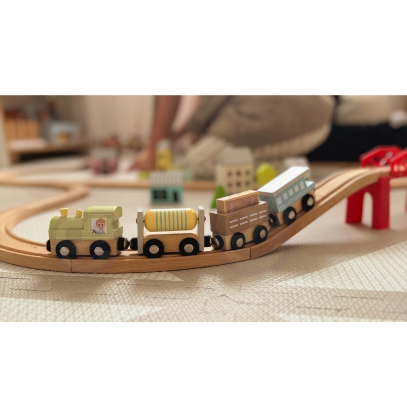 TOOKY TOY Drewniane Pojazdy Wagoniki na Magnes - obrazek 5