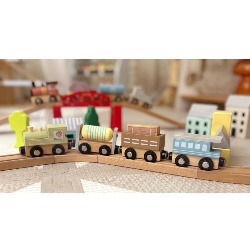 TOOKY TOY Drewniane Pojazdy Wagoniki na Magnes - obrazek 8