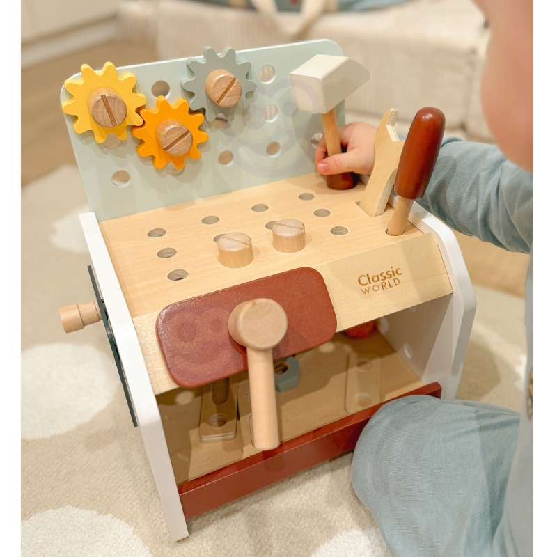 CLASSIC WORLD Drewniany Warsztat Małego Majsterkowicza z Narzędziami - obrazek 8