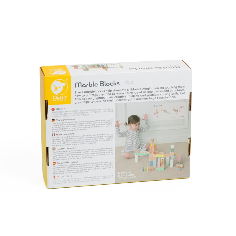 CLASSIC WORLD Drewniany Tor Kulkowy Domino Kulodrom Klocki z Cymbałkami - obrazek 8