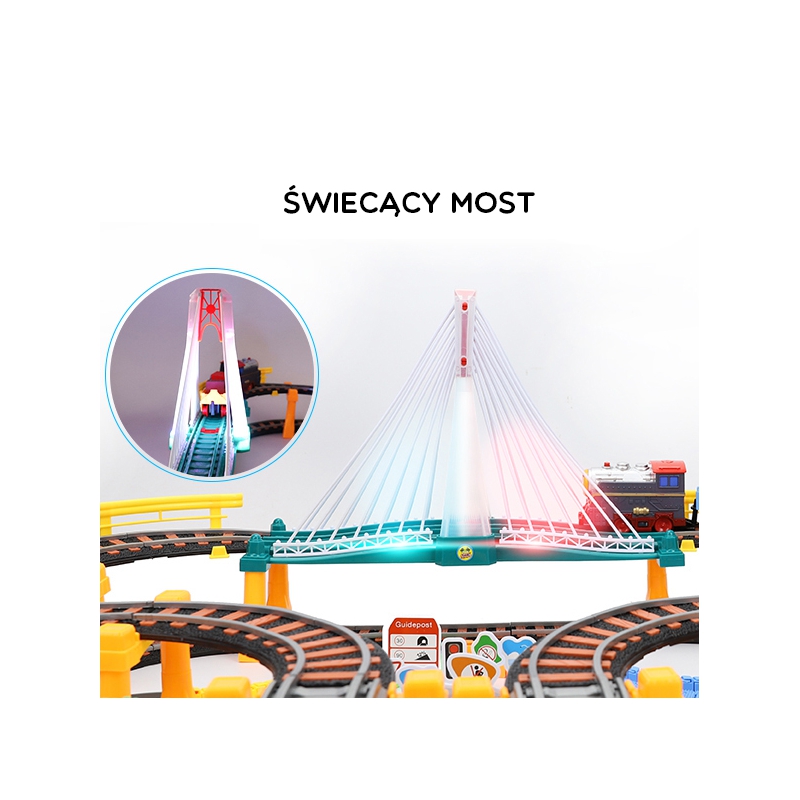WOOPIE Kolejka Elektryczna 2w1 Tor Wyścigowy Pociąg Wiadukt Auto XXL 192 el. - obrazek 12
