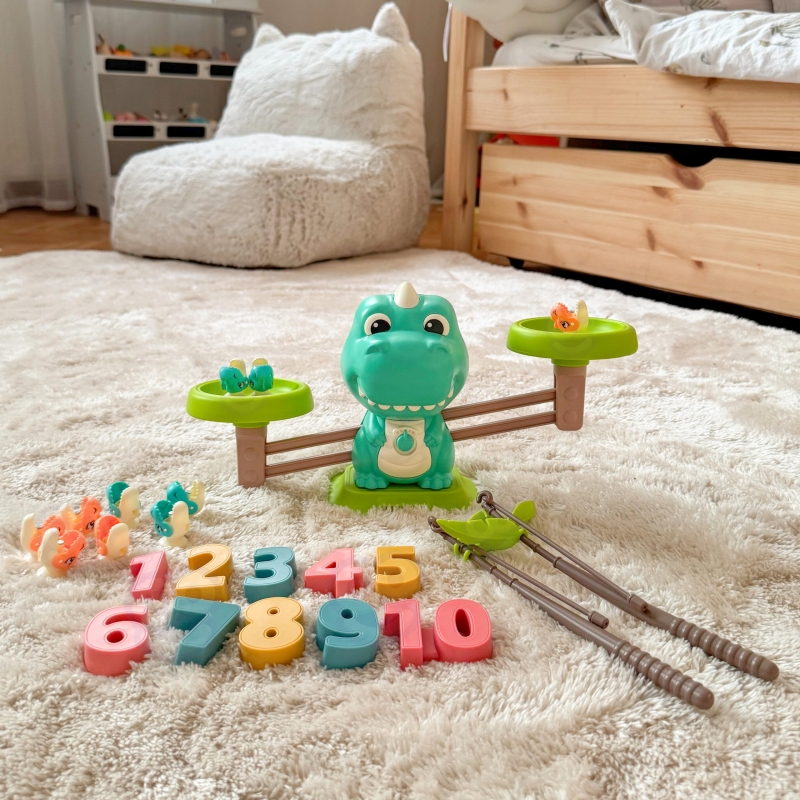 WOOPIE Waga Szalkowa Równoważnia Gra Łowienie Dinozaurów Rybek Nauka Liczydło - obrazek 7
