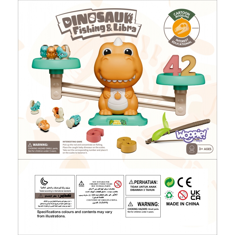 WOOPIE Waga Szalkowa Równoważnia Gra Łowienie Dinozaurów Rybek Nauka Liczydło - obrazek 15