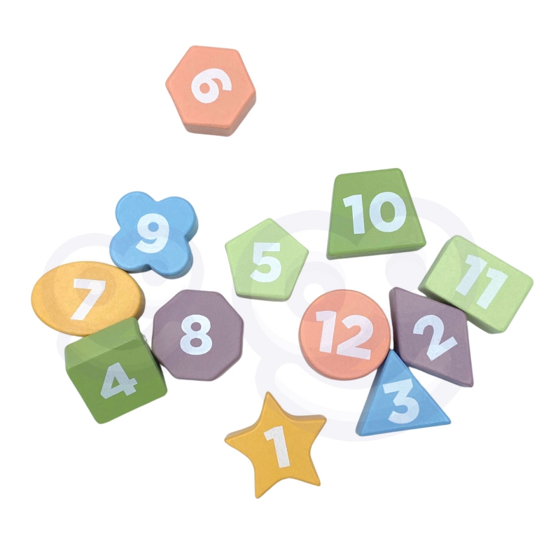 TOOKY TOY Zegar Drewniana Zabawka Edukacyjna Nauka Czasu Kształtów - obrazek 10