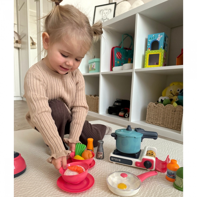 WOOPIE Zestaw Kuchenny Pomocnik Kucharza Kuchnia Gazowa Garnek Patelnia Czajnik Akcesoria - obrazek 2