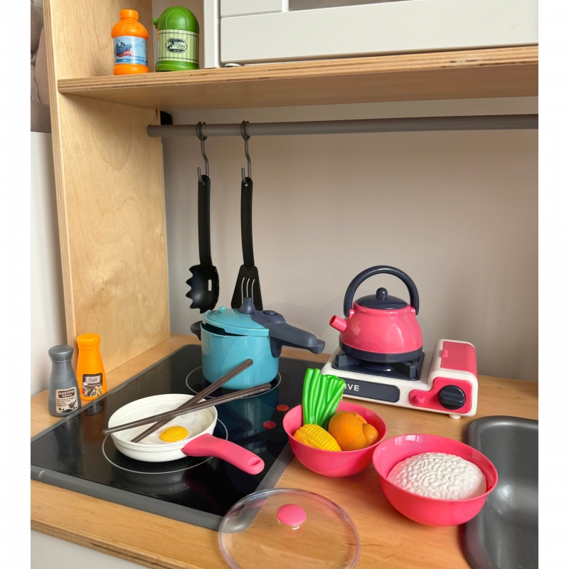 WOOPIE Zestaw Kuchenny Pomocnik Kucharza Kuchnia Gazowa Garnek Patelnia Czajnik Akcesoria - obrazek 7