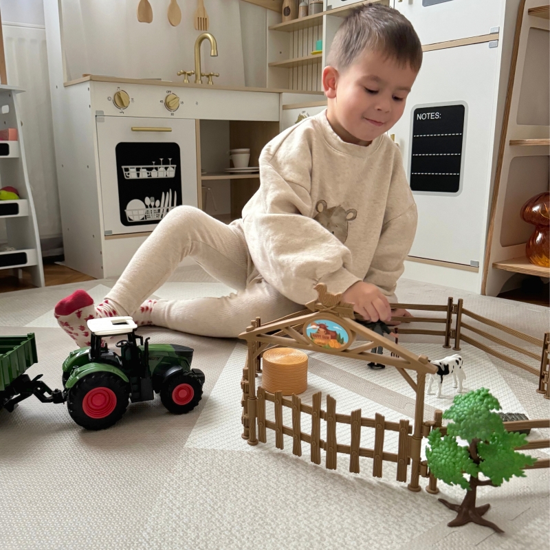 WOOPIE Zestaw Mini Farma Traktor Zwierzęta Osada Farma Rolnik Narzędzia - obrazek 4