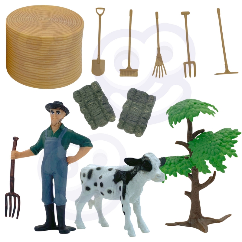 WOOPIE Zestaw Mini Farma Traktor Zwierzęta Osada Farma Rolnik Narzędzia - obrazek 10