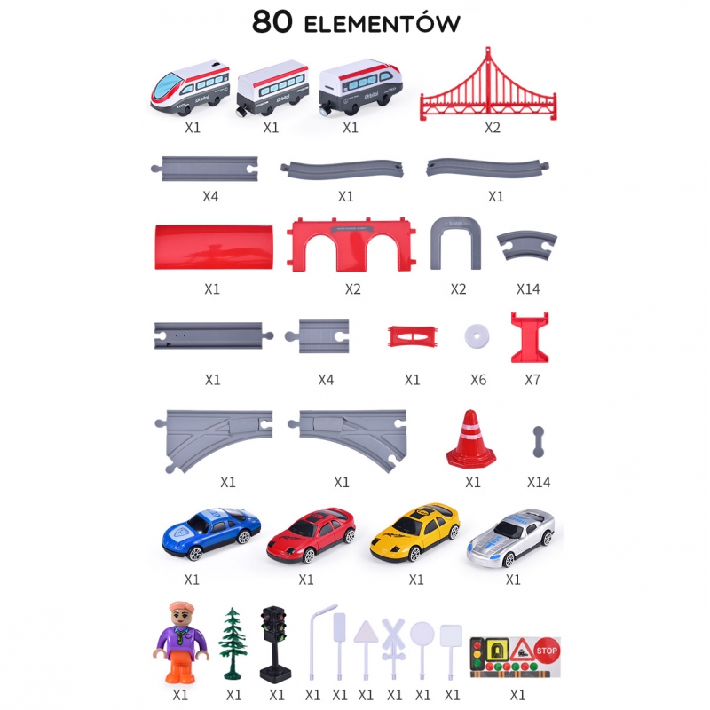 WOOPIE Kolejka Elektryczna Tor Most Tunel 80 el. - obrazek 15