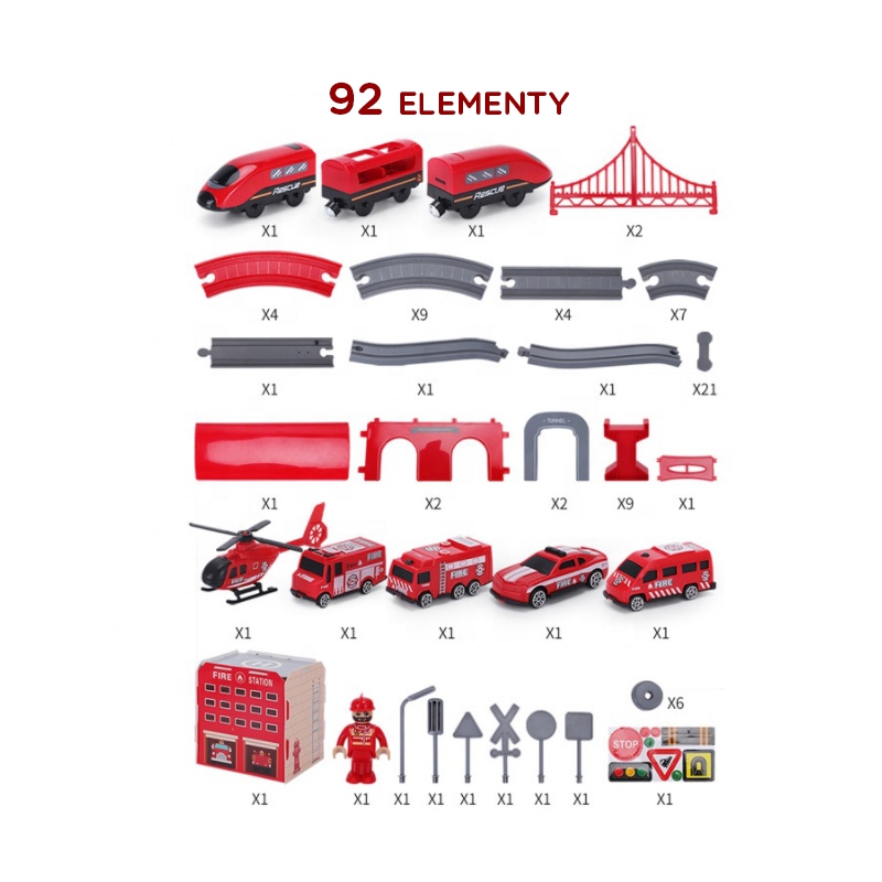 WOOPIE Kolejka Elektryczna Tor Samochodowy Straż Helikopter Auta 92 el. - obrazek 9