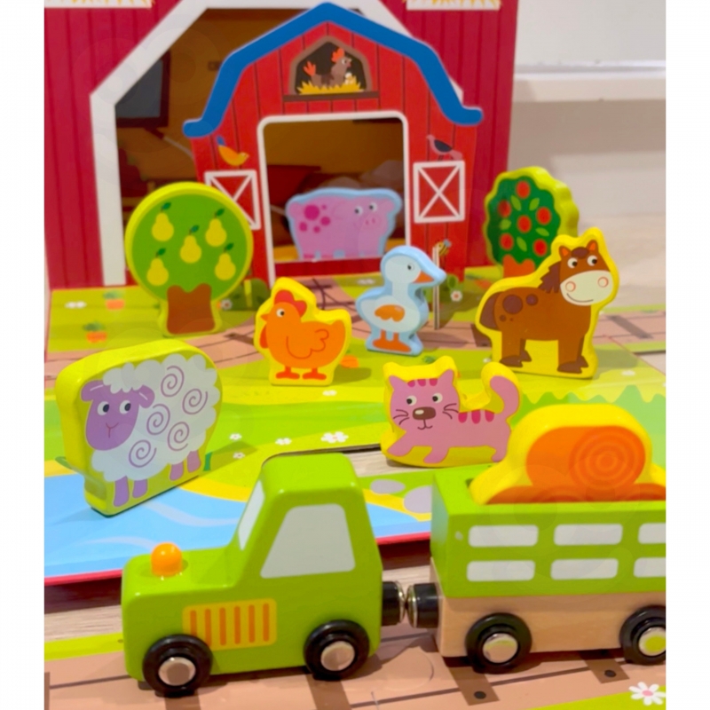TOOKY TOY Drewniana Farma w Walizce Figurki Pojazdy - obrazek 2