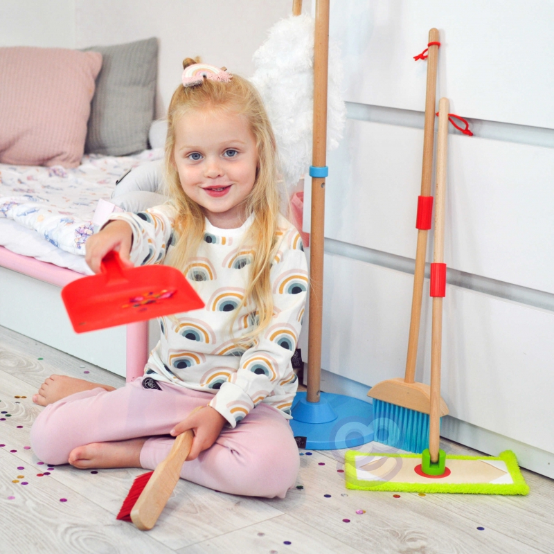 TOOKY TOY Drewniany Zestaw do Sprzątania dla Dzieci 6 el. - obrazek 4