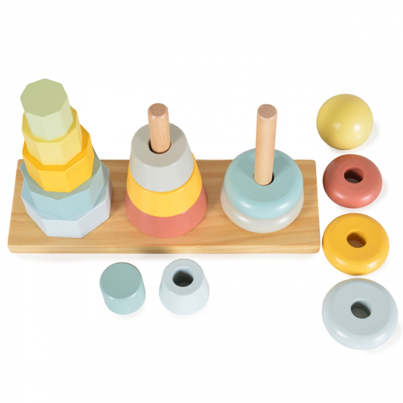 TOOKY TOY Trzy Wieże Układanka w Stosy Sorter Montessori - obrazek 3