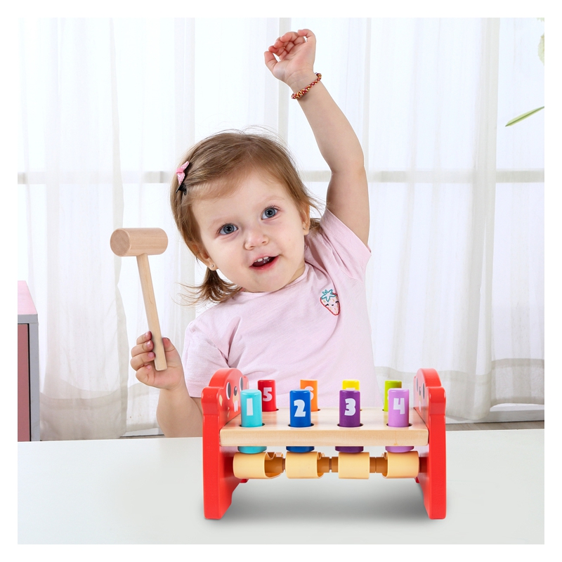 TOOKY TOY Wbijak Przebijak Drewniany Kolorowy - obrazek 3