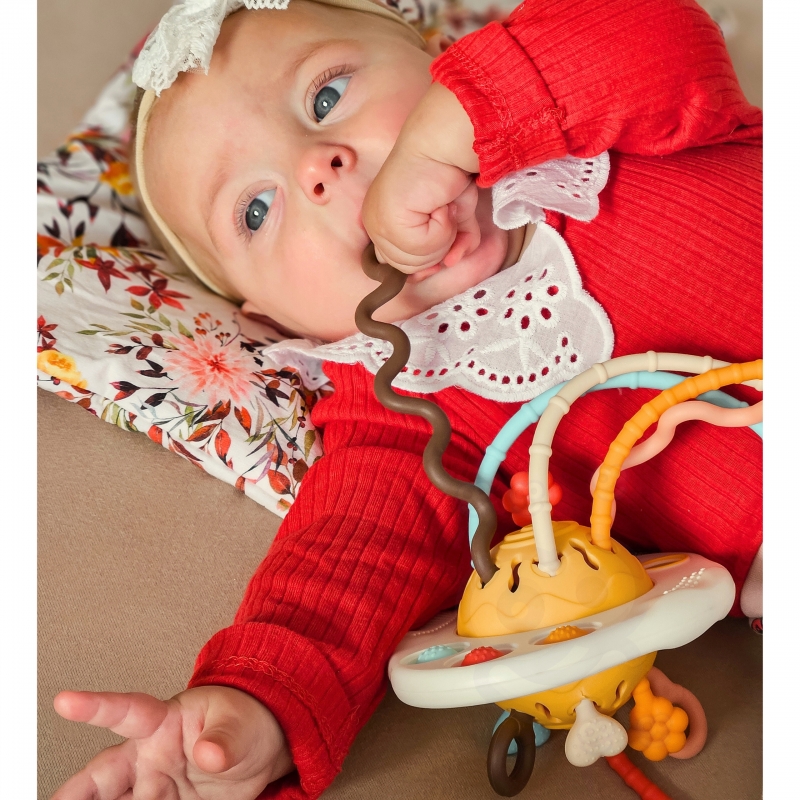 WOOPIE BABY Zabawka Sensoryczna Montessori Gryzak Grzechotka Wielofunkcyjny UFO - obrazek 4