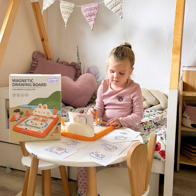 WOOPIE Tablica Magnetyczna Montessori MagPad Do Rysowania Królik Marchewka - obrazek 2