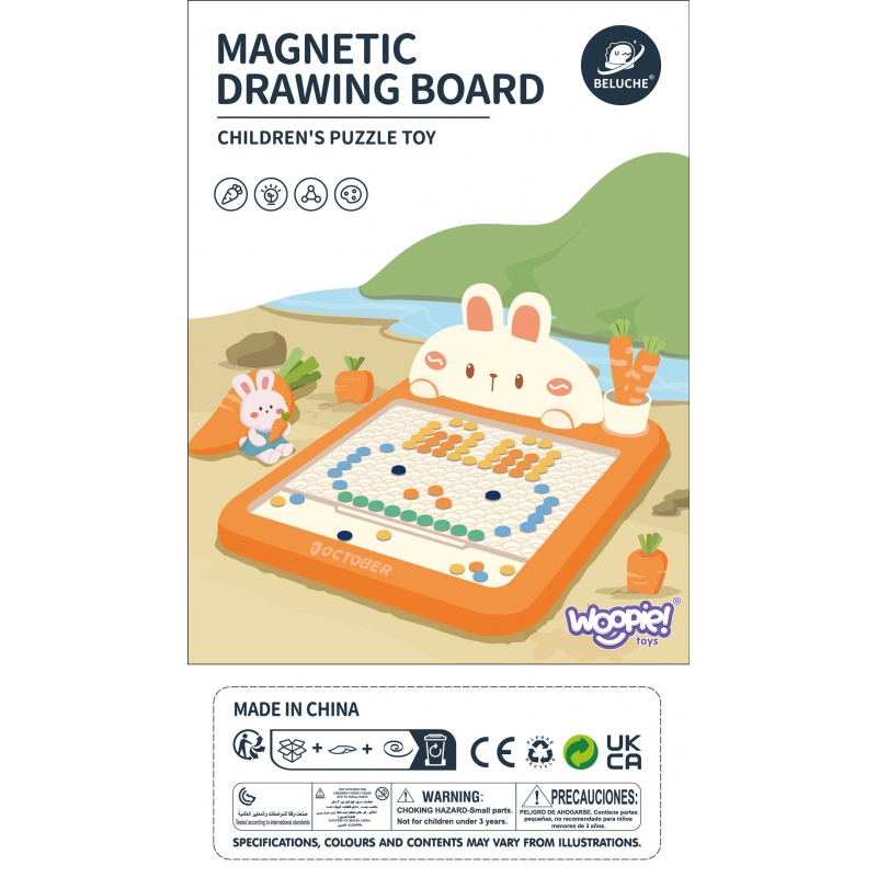 WOOPIE Tablica Magnetyczna Montessori MagPad Do Rysowania Królik Marchewka - obrazek 8