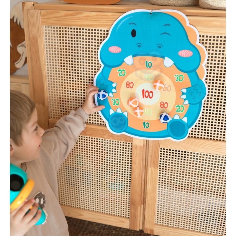 WOOPIE Gra w Rzutki Pistolet Dinozaur na Kulki Rzepy Tarcza Punkty Strzelanie - obrazek 5