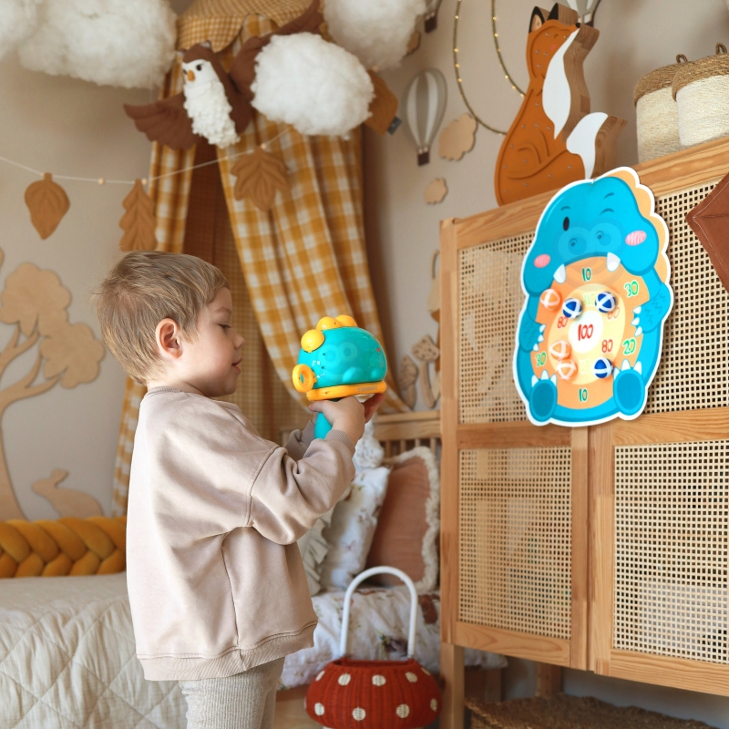 WOOPIE Gra w Rzutki Pistolet Dinozaur na Kulki Rzepy Tarcza Punkty Strzelanie - obrazek 10