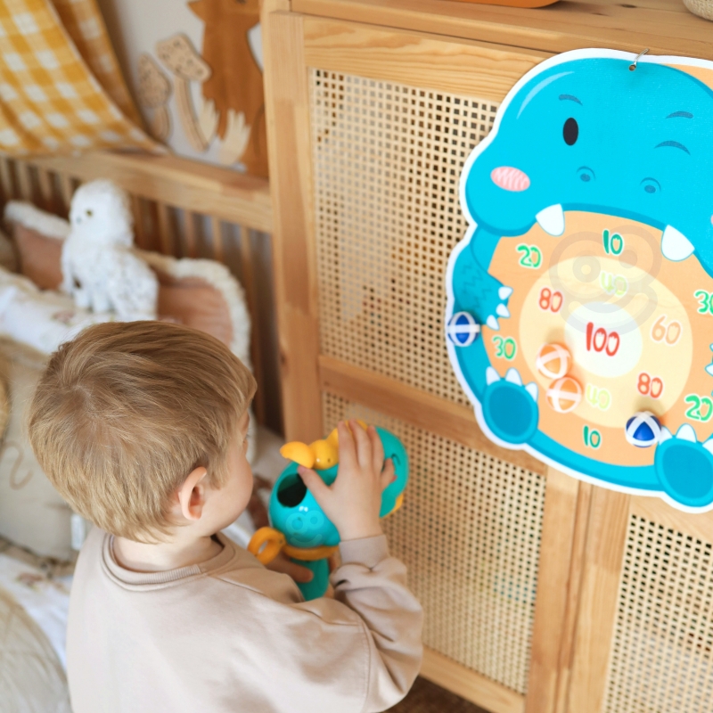 WOOPIE Gra w Rzutki Pistolet Dinozaur na Kulki Rzepy Tarcza Punkty Strzelanie - obrazek 14