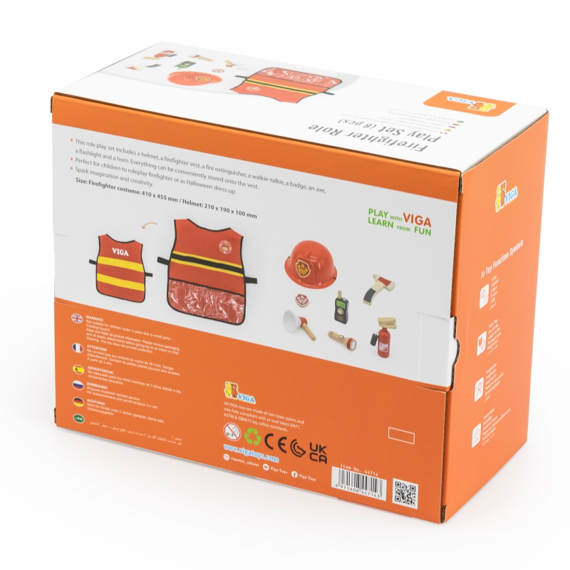 VIGA Zestaw Małego Strażaka Kamizelka + Drewniane akcesoria 8 el. - obrazek 5