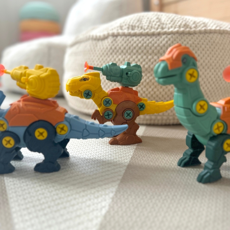 WOOPIE Zestaw Dinozaury do Skręcania 3 szt. Zestaw Konstrukcyjny w Pudełku + Wiertarka i Śrubokręt - obrazek 5