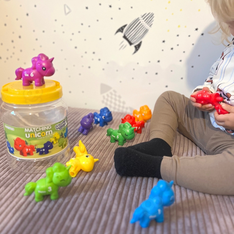 WOOPIE Zestaw Nauka Liczb Kolorów Montessori Figurki Jednorożce do Składania "Dopasuj Cyferki" 13 el. - obrazek 2