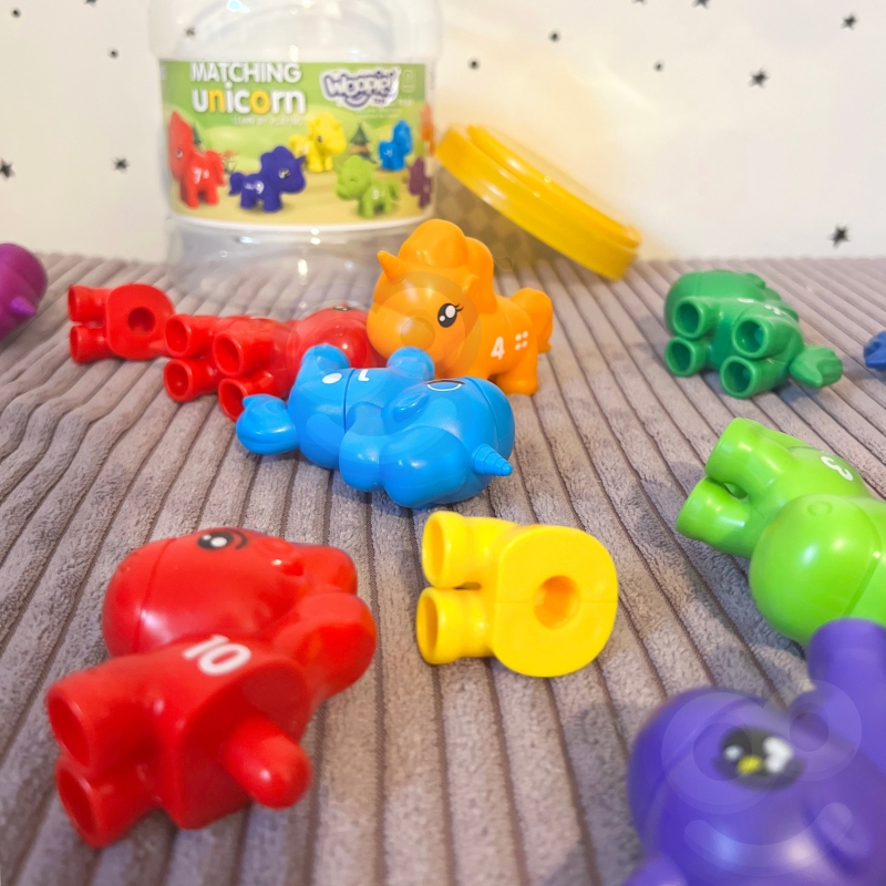 WOOPIE Zestaw Nauka Liczb Kolorów Montessori Figurki Jednorożce do Składania "Dopasuj Cyferki" 13 el. - obrazek 7